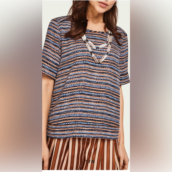 Scotch & Soda Printed Ladder Detail Top in Combo R, Blue and Coral XL - Picture 6 of 10